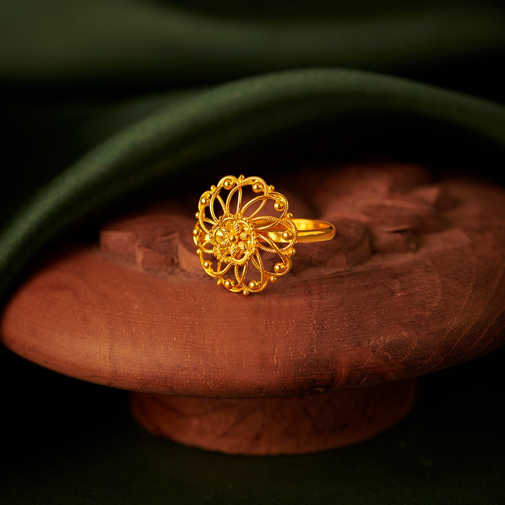 Customizable 14 Karat Gold Ring with Ruby and Side Rubies. Gold Tulip Flower  Ring ! For Sale at 1stDibs | ruby tulip ring, tanishq houston photos,  tanishq ruby ring