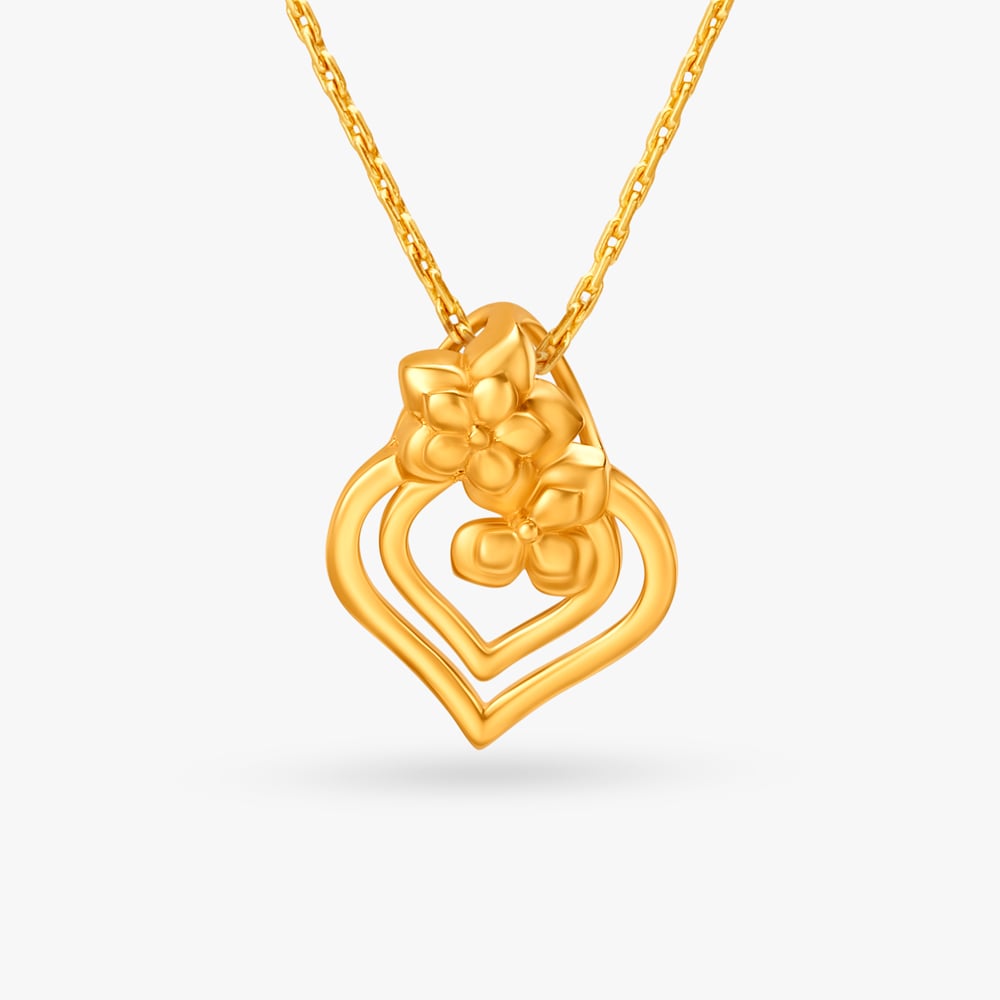 Romantic Floral Gold Pendant,,hi-res image number null