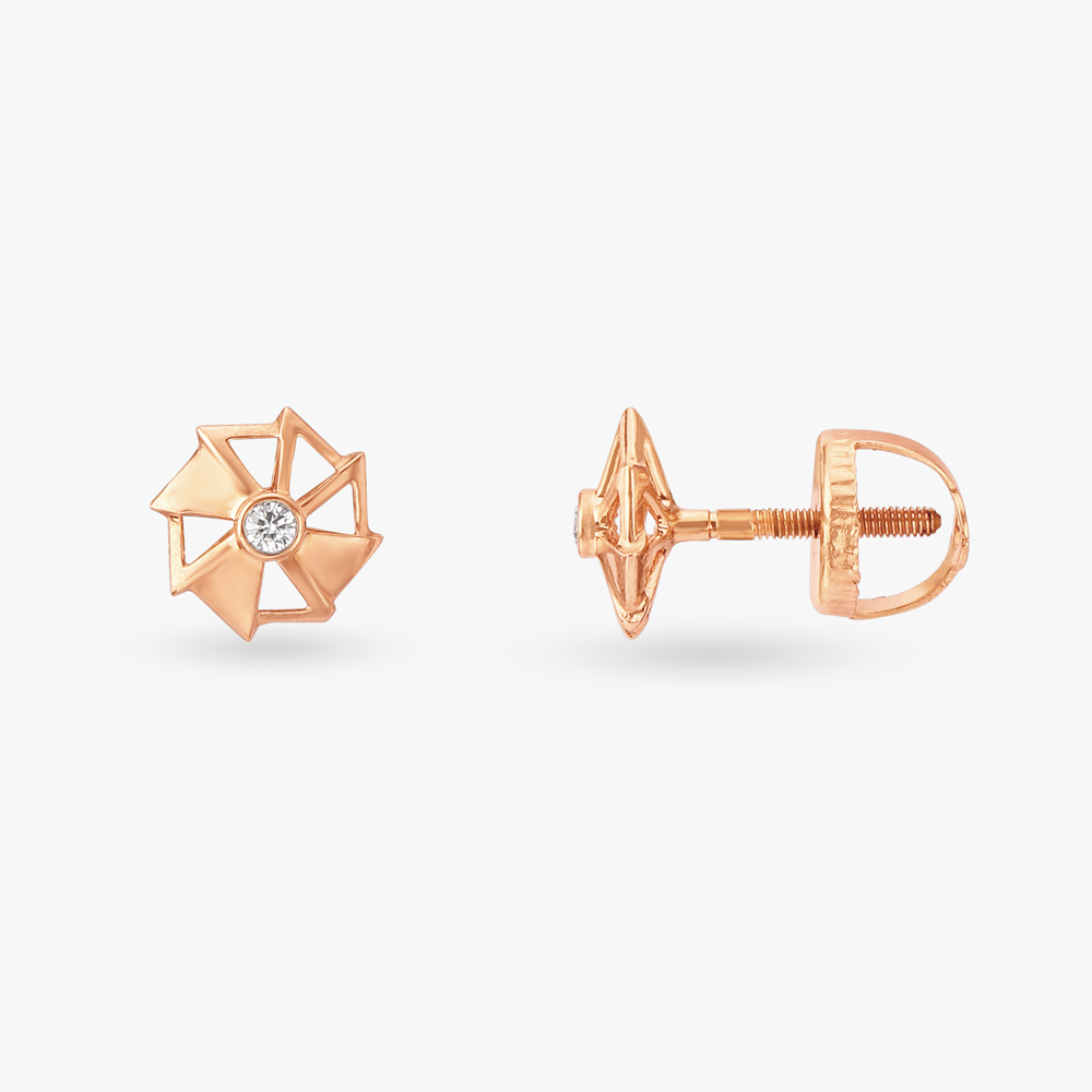 Geometric Flower Diamond Stud Earrings,,hi-res image number null