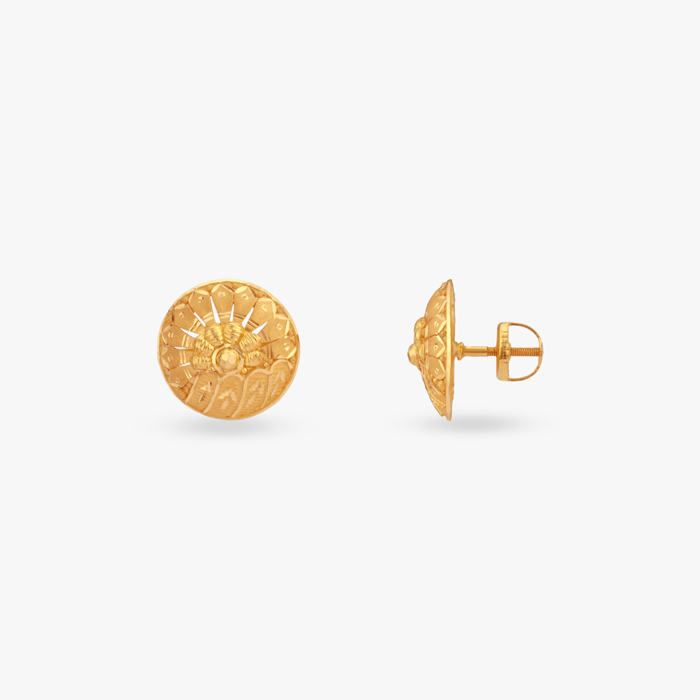 Lotus Dome Gold Stud Earrings,,hi-res image number null
