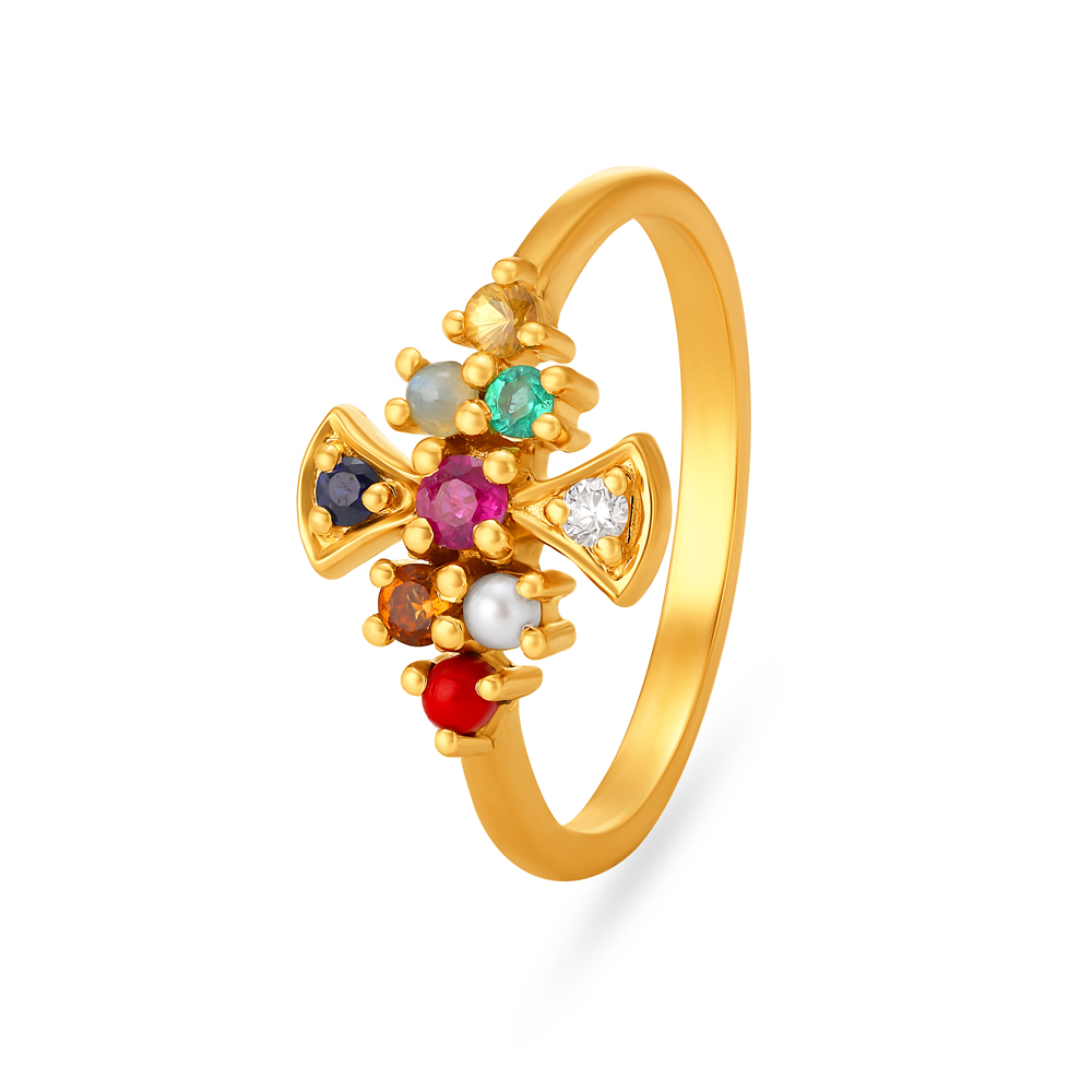 Floral Navaratnam Finger Ring