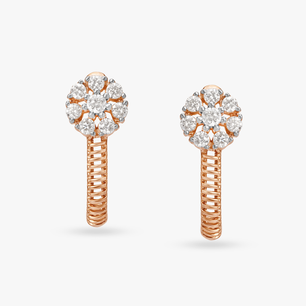 Blossom Brilliance Diamond Flower and Gold Stud  Earrings,,hi-res image number null