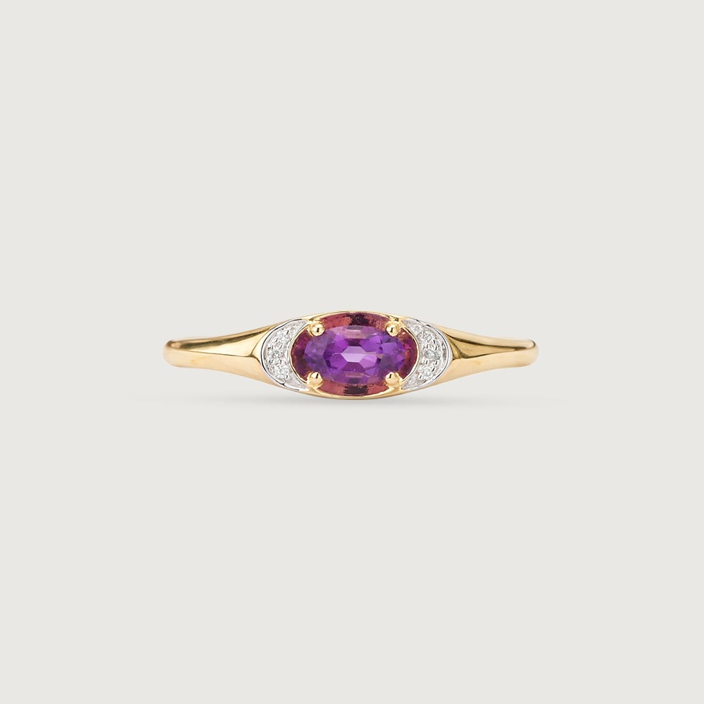 Elegant Minimal Amethyst & Diamond Ring,,hi-res image number null