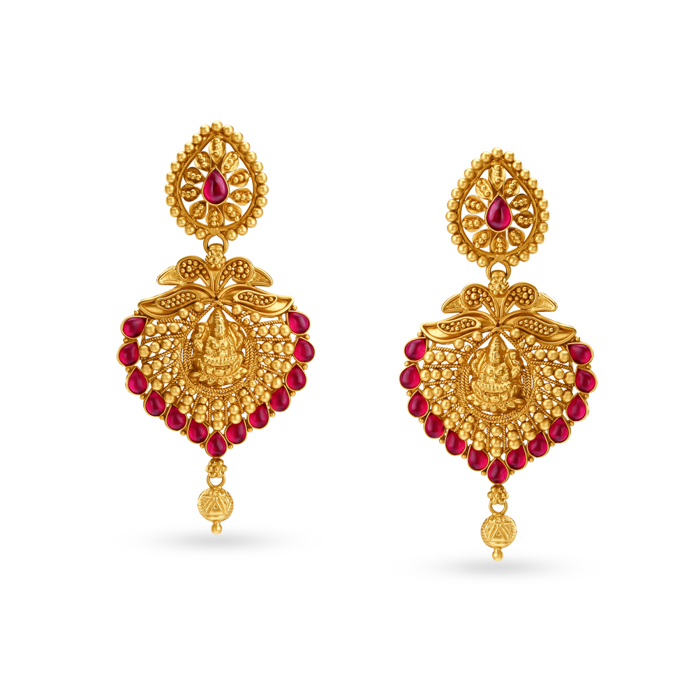 Graceful Gold Drop Earrings,,hi-res image number null
