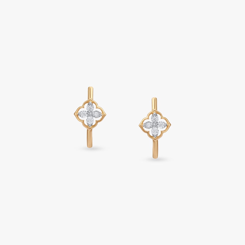 Heritage Grid Diamond Hoop Earrings,,hi-res image number null