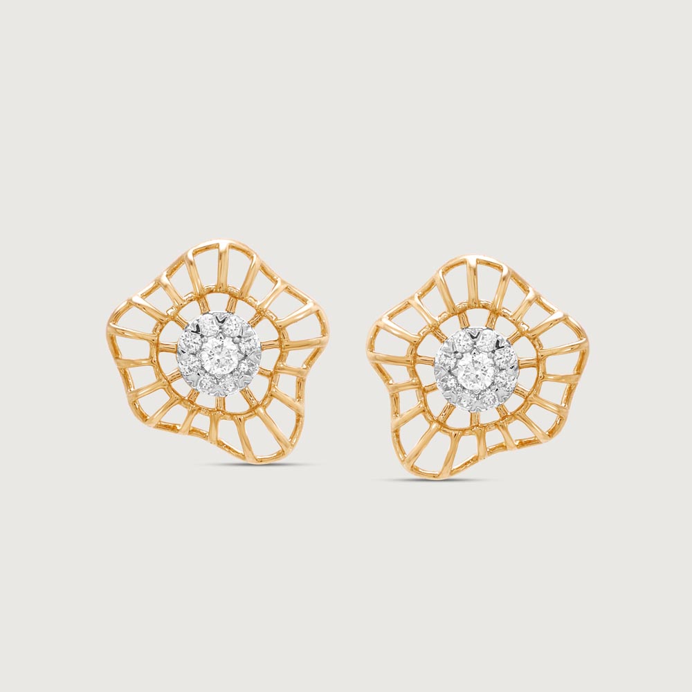 Gleaming Blossom Diamond Stud Earrings,,hi-res image number null