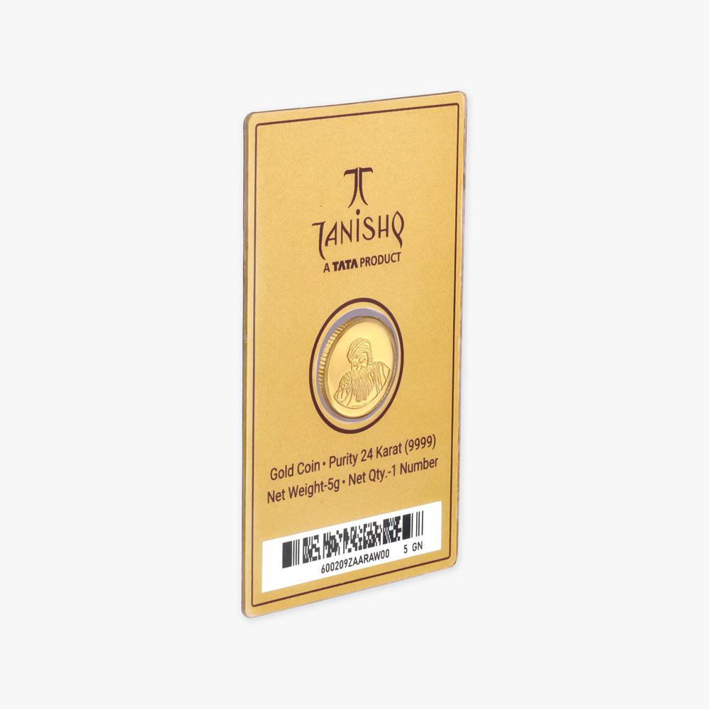 5 gram 24 Karat Gold Coin with Guru Nanak Design,,hi-res image number null