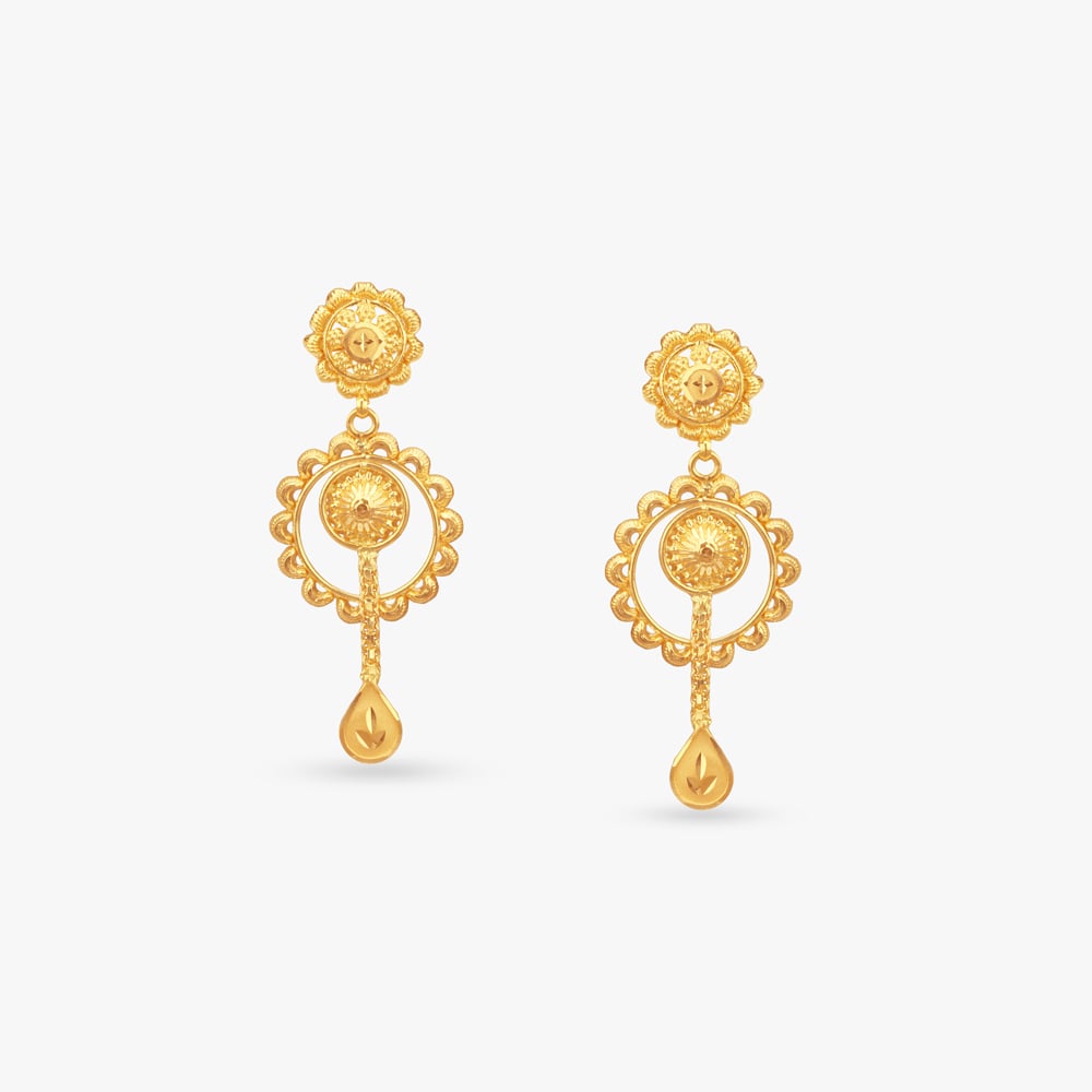 Heritage Petal Gold Drop Earrings,,hi-res image number null