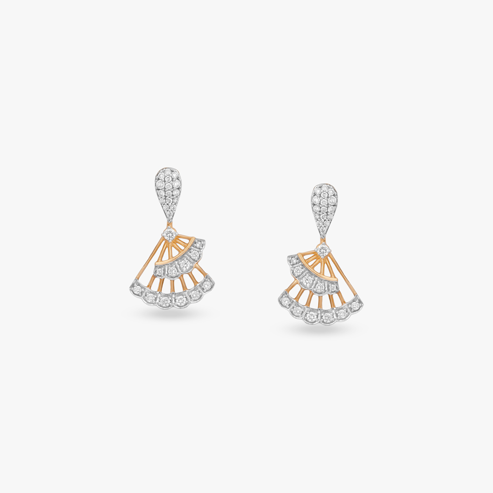 Twirling Fan Diamond Drop Earrings,,hi-res image number null