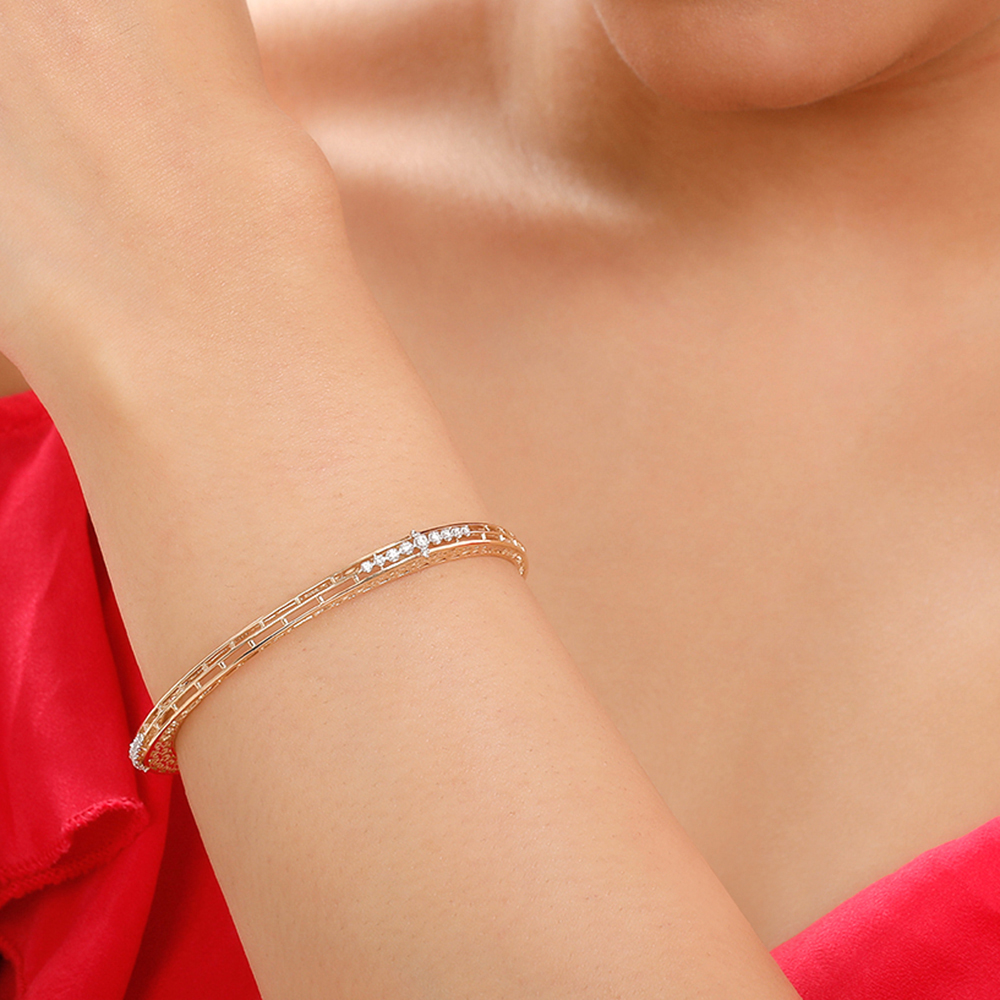 14KT Yellow Gold Geometric Delightful Bangle,,hi-res image number null