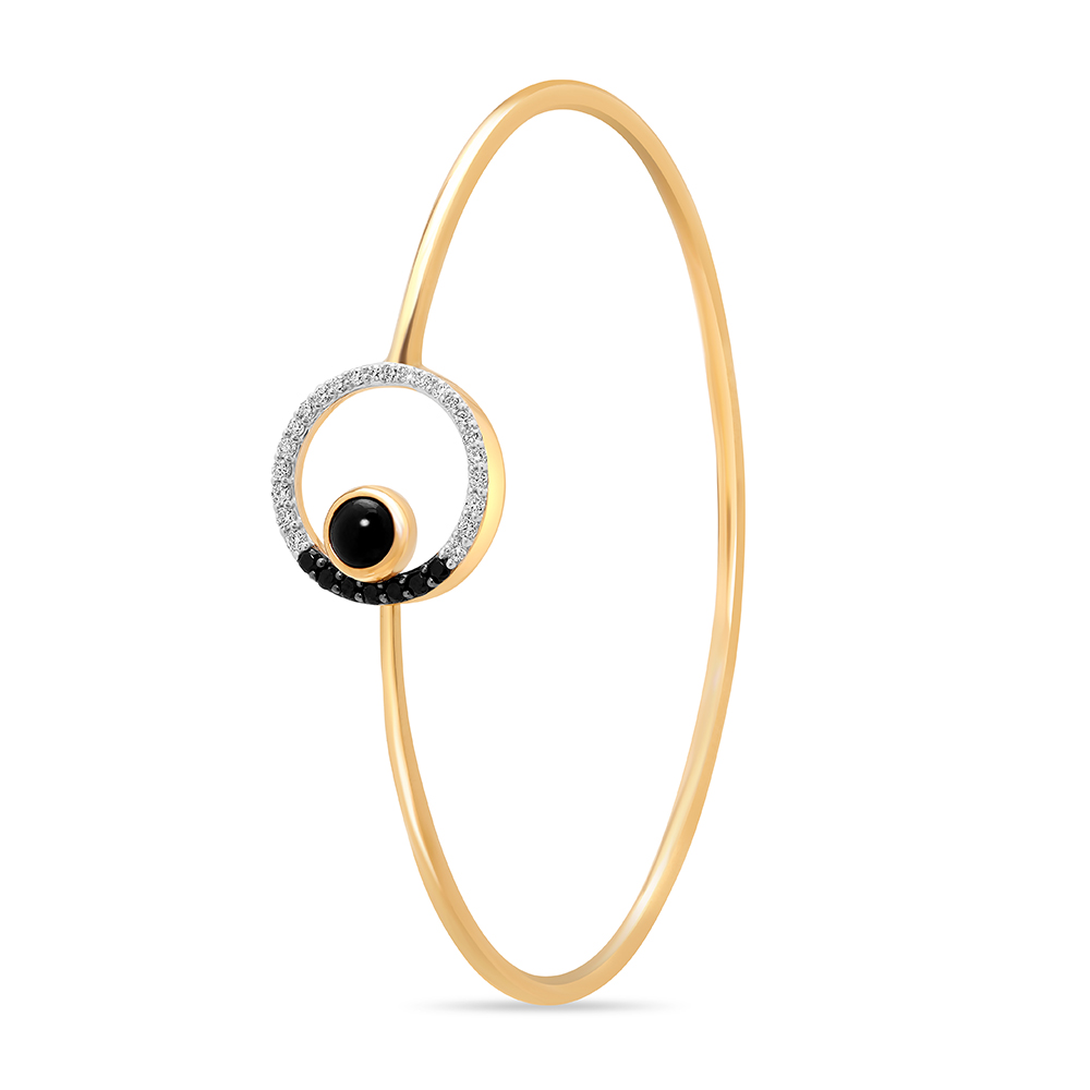 18KT Yellow Gold Gleaming Circle Diamond and Onyx Bangle,,hi-res image number null