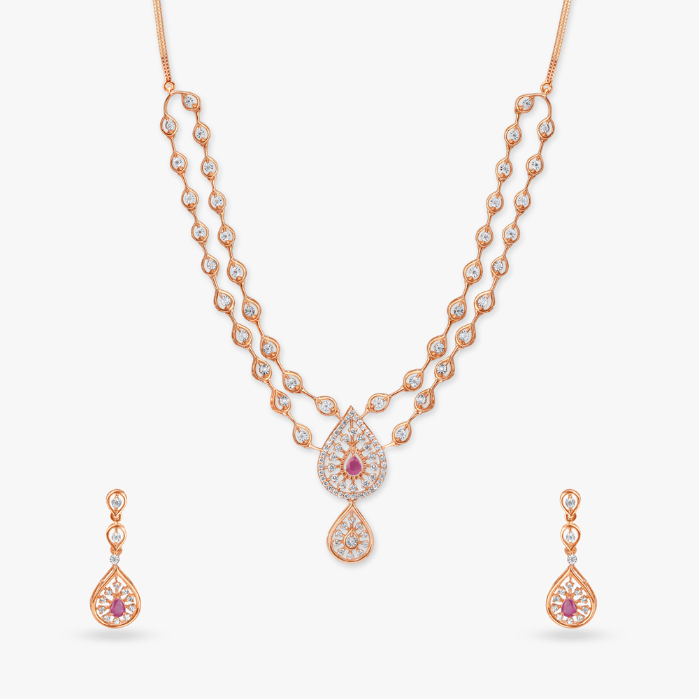 Regal Drop Diamond Necklace Set