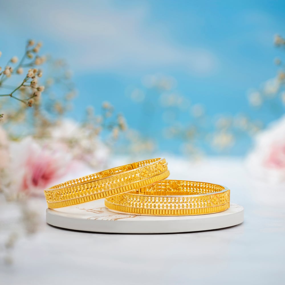 Ornate Gold Bangles with Diamonds,,hi-res image number null
