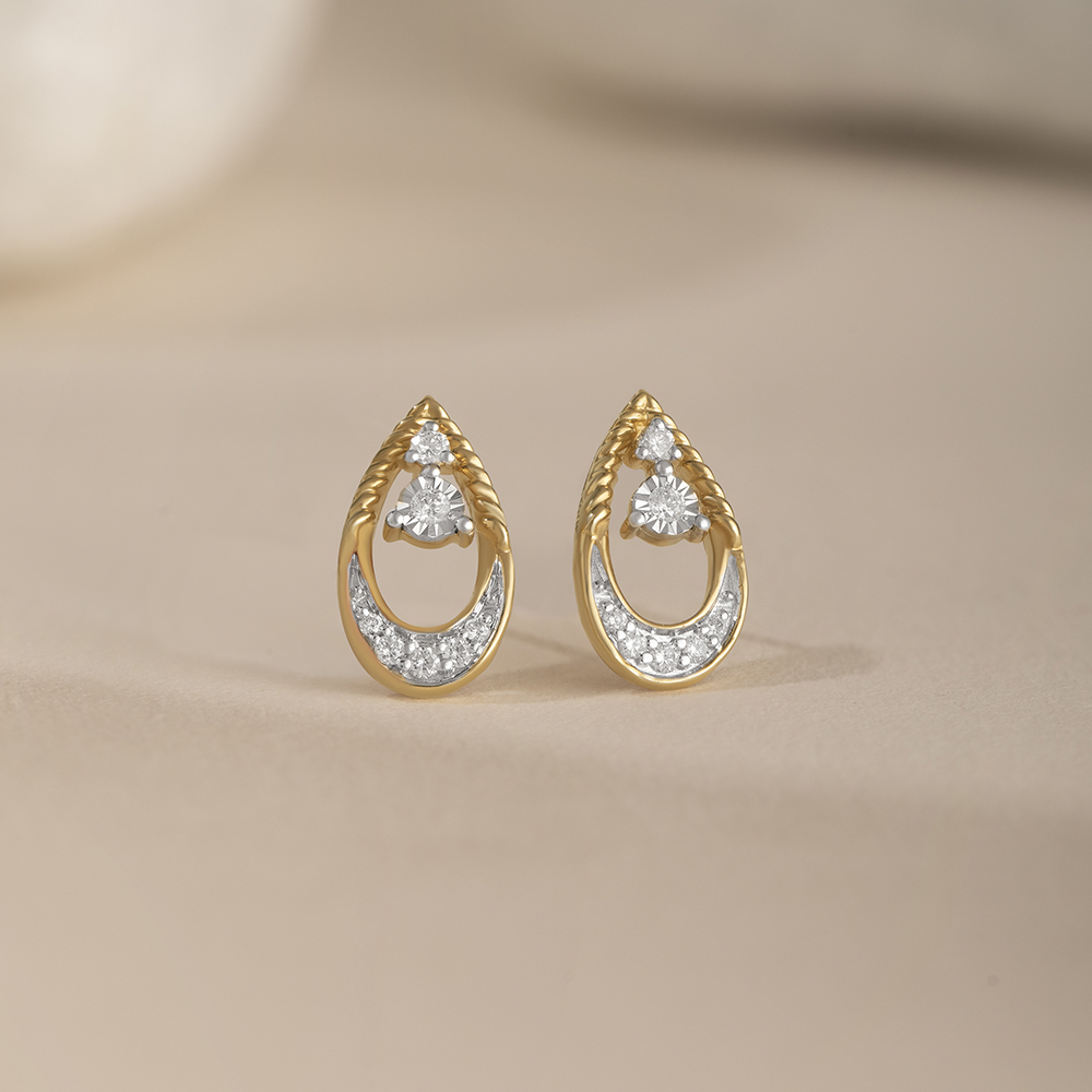 Teardrop Unity Gold & Diamond Stud Earrings,,hi-res image number null