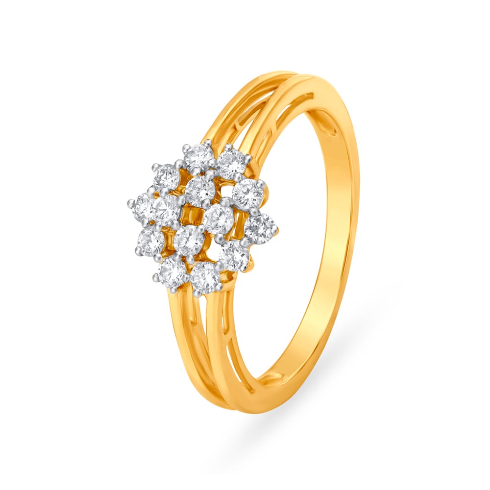 Spangled 18 Karat Yellow Gold And Diamond Floral Ring