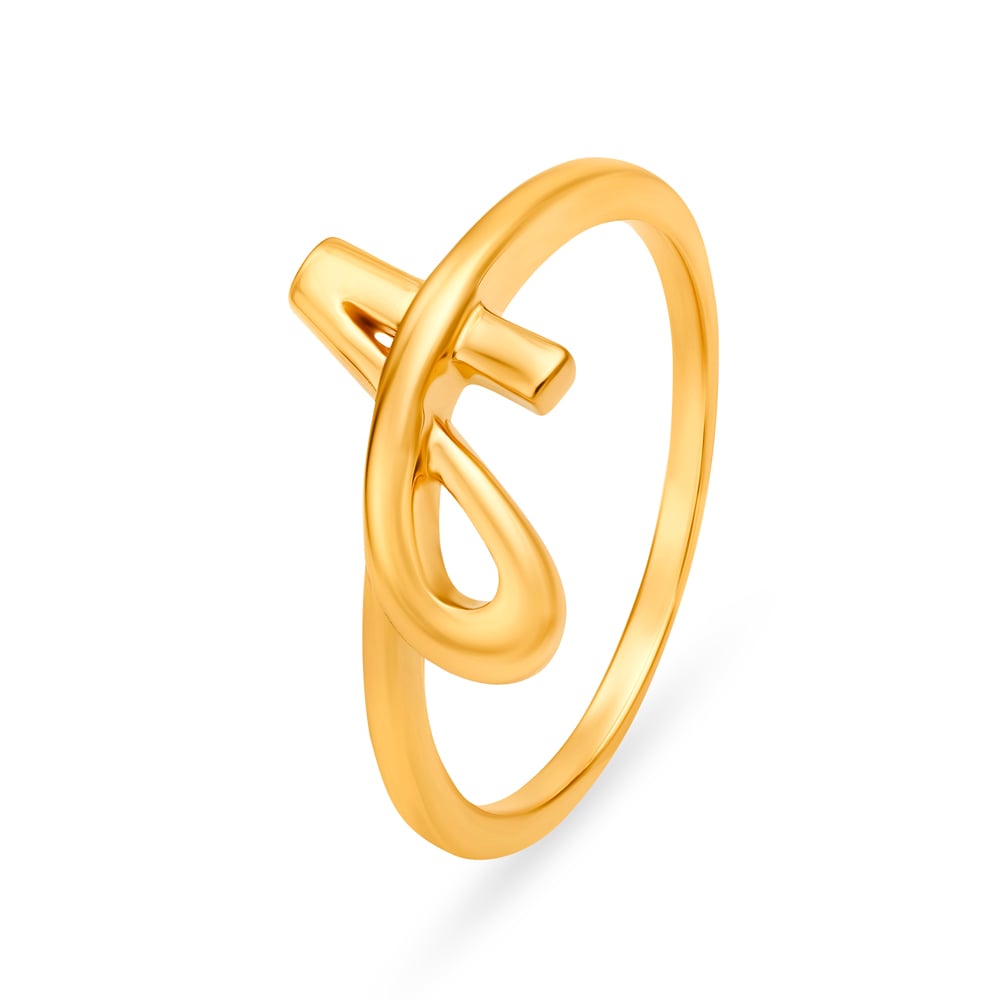 Suave 22 Karat Yellow Gold Typographic Ring