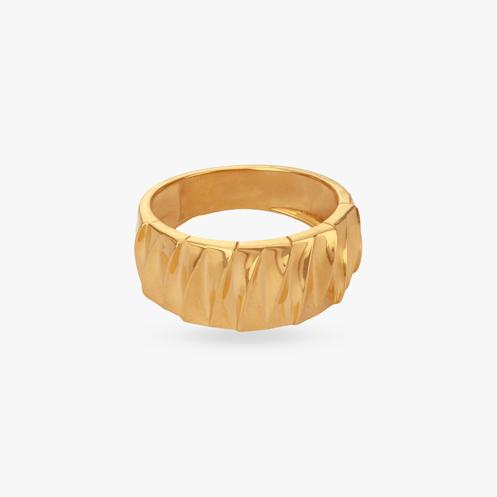 Angular Carved Gold Ring For Men,,hi-res image number null