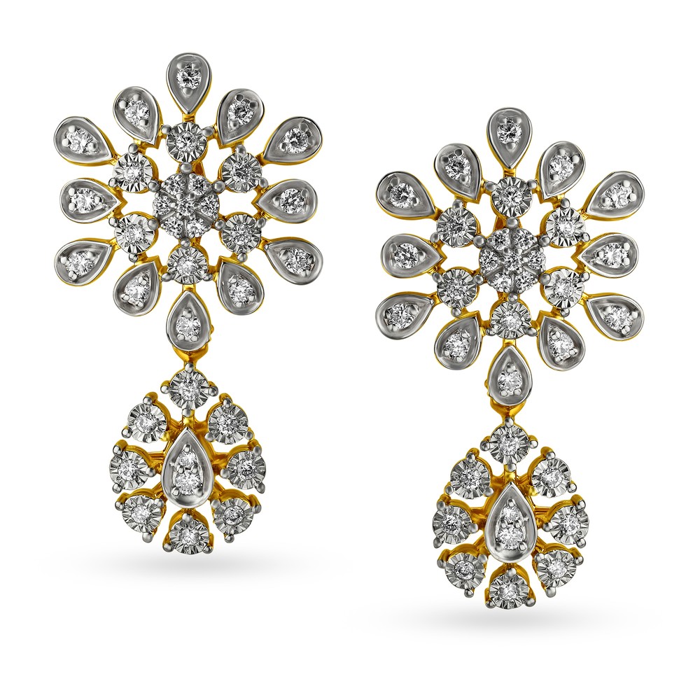 Resplendant Floral Diamond Drop Earrings,,hi-res image number null
