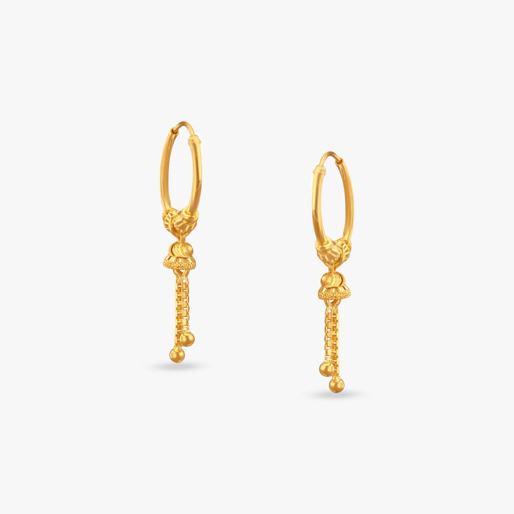 

Temple Tassel Gold Hoop Earrings