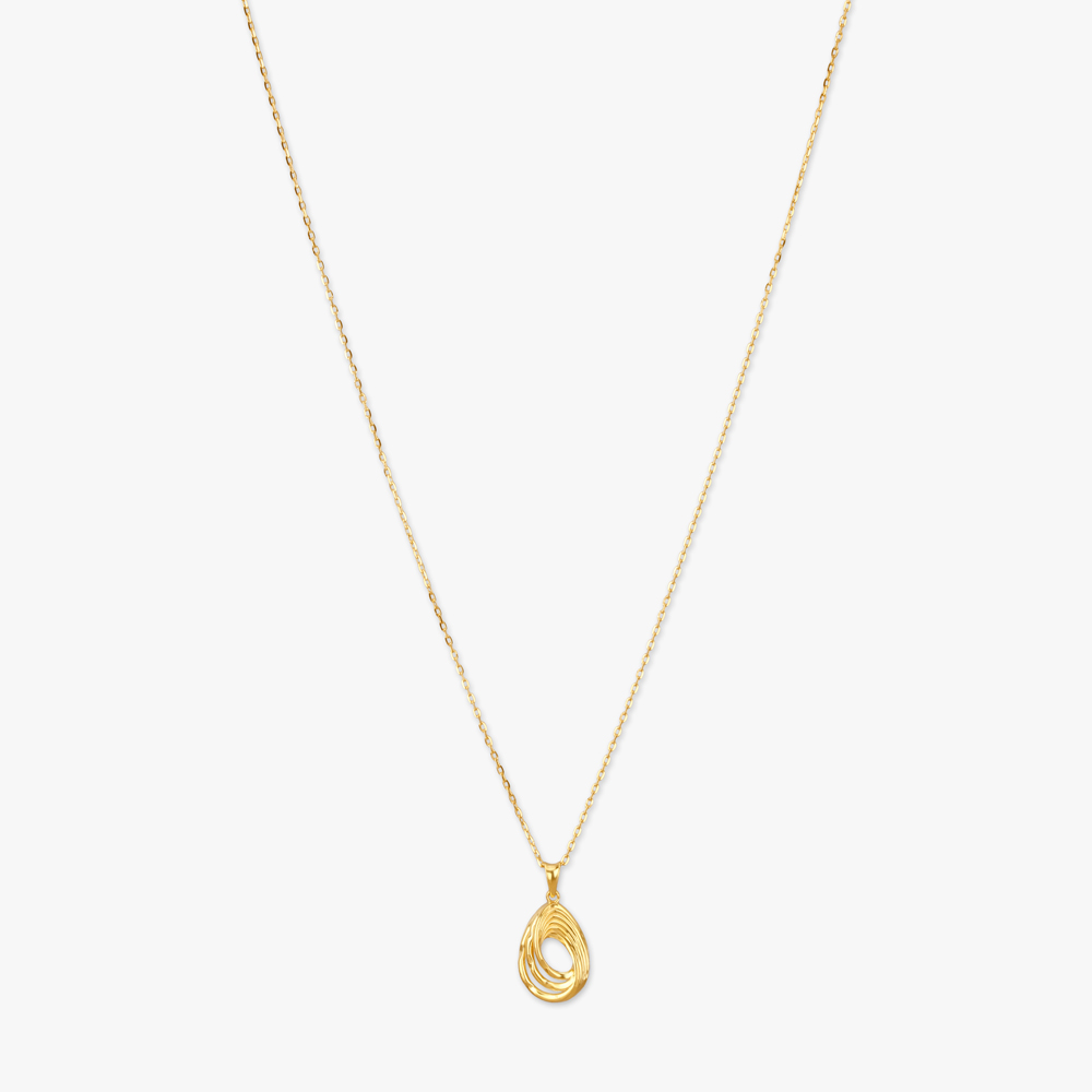 Layered Teardrop Gold Pendant with Chain,,hi-res image number null
