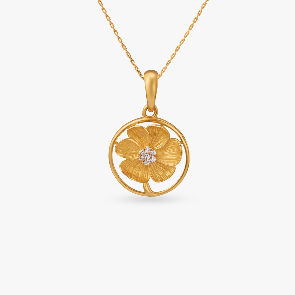 Floral Halo Gold Pendant,,hi-res image number null
