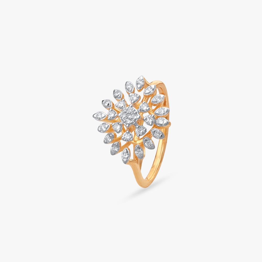 Radiant Sunburst Diamond Finger Ring,,hi-res image number null