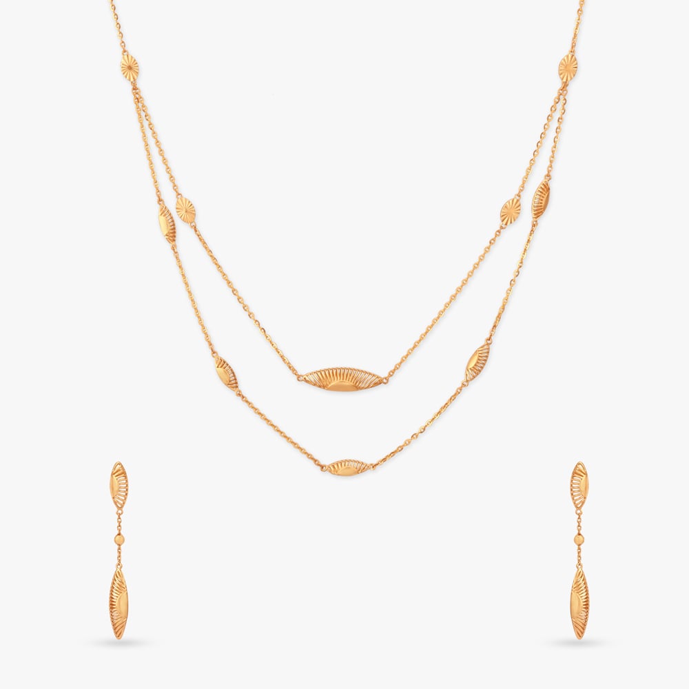 Sunlit Rhythm Gold Necklace Set,,hi-res image number null