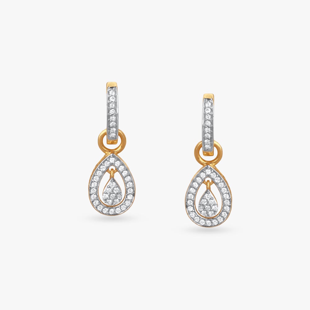 Teardrop Sparkle Diamond Hoop Earrings,,hi-res image number null