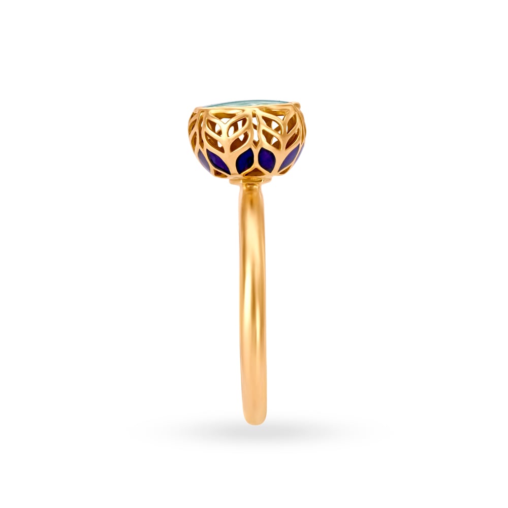 Radiant Meenakari Gold Mesh Finger Ring,,hi-res image number null