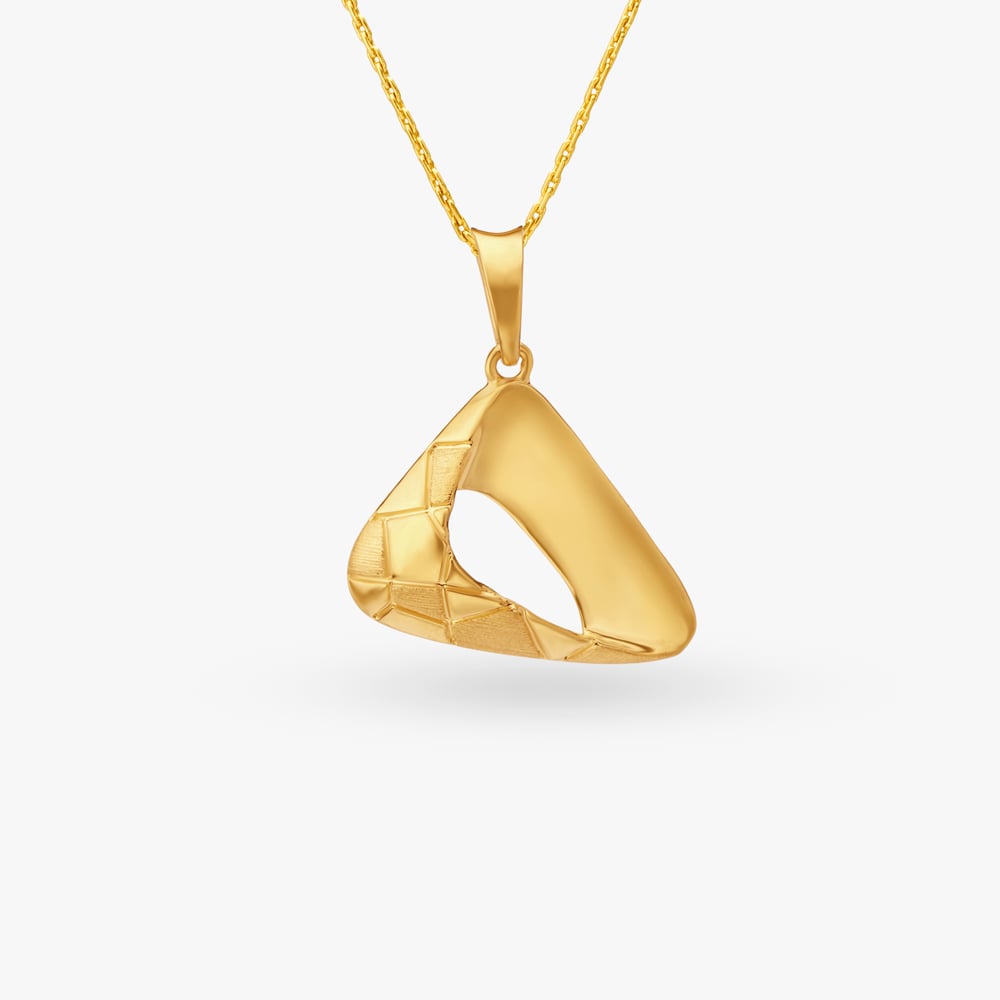 Triangular Gold Pendant and Earrings Set,,hi-res image number null