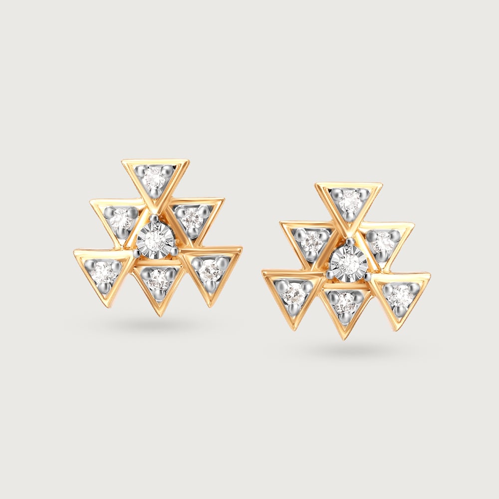 Chic Cosmic Stars 14KT Diamond Stud Earrings,,hi-res image number null