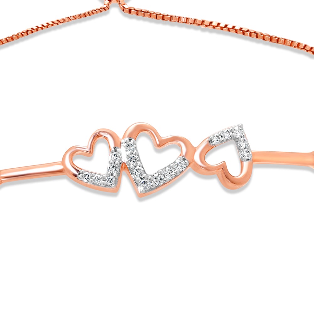 14KT Rose Gold Lovely Heart Diamond Bracelet,,hi-res image number null