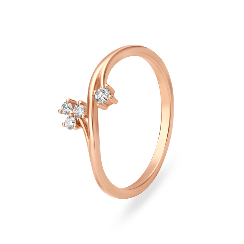 Floral Rose Gold and Diamond Finger Ring,,hi-res image number null