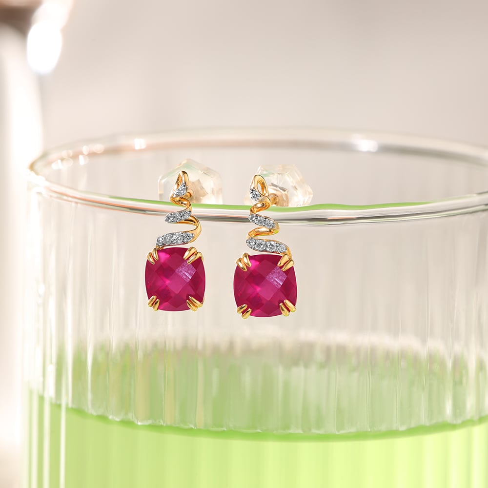 Classically Chic 14KT Ruby & Diamond  Stud Earrings,,hi-res image number null