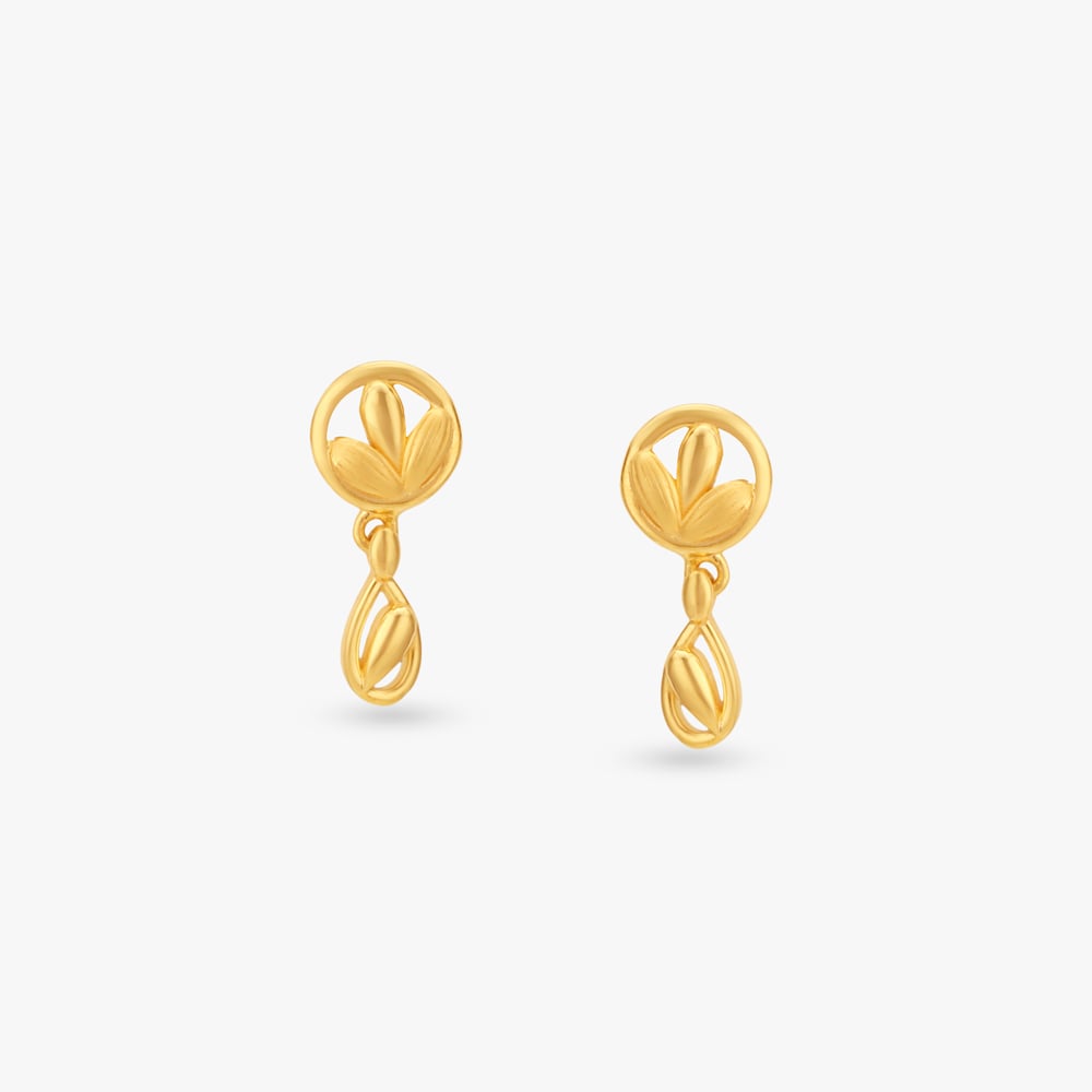 Petal Orbit Gold Drop Earrings for Kids,,hi-res image number null
