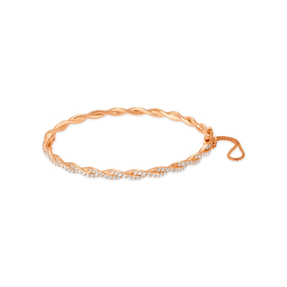 14KT Rose Gold Sparkling Geometric Diamond Bangle