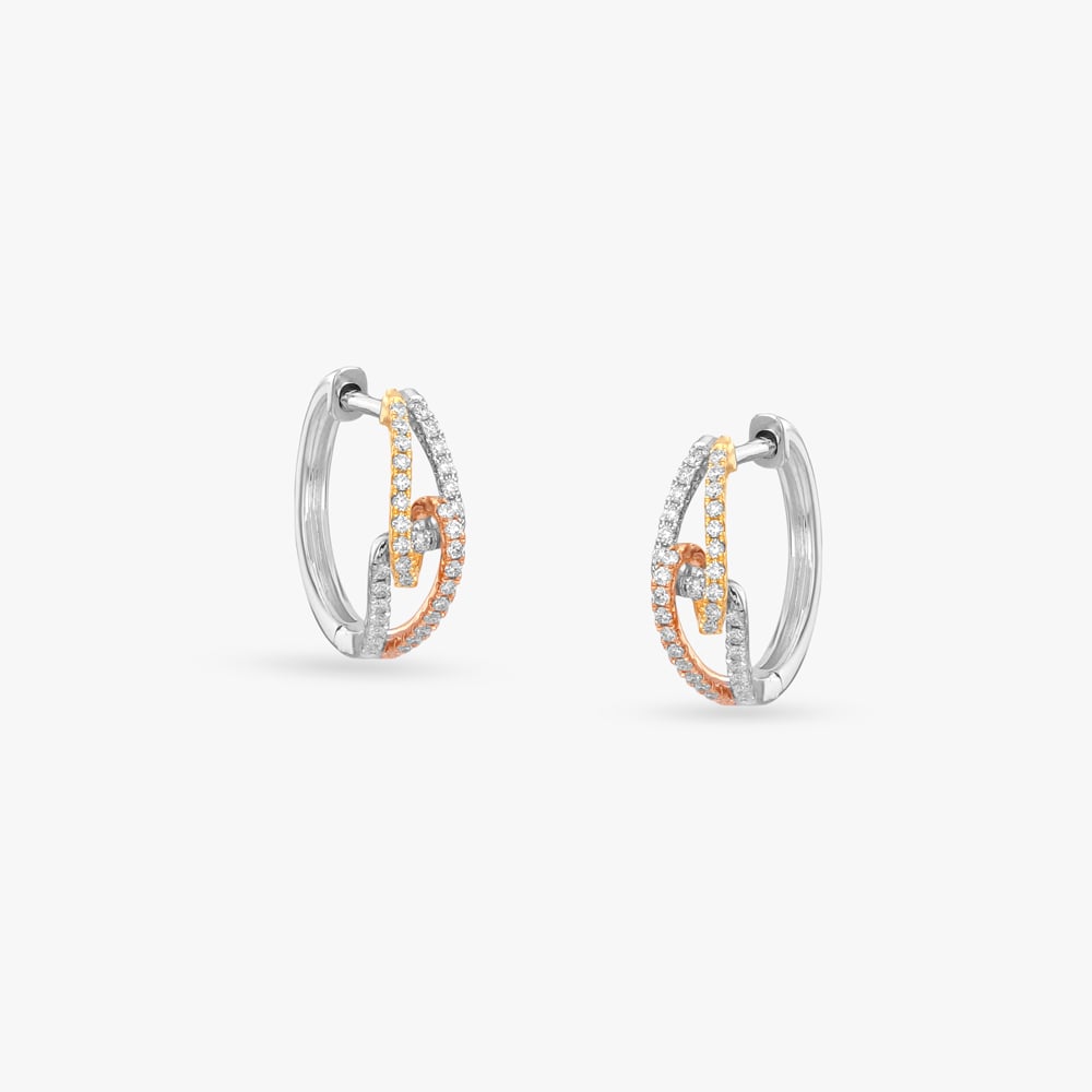 Radiant Knot Diamond Hoop Earrings,,hi-res image number null