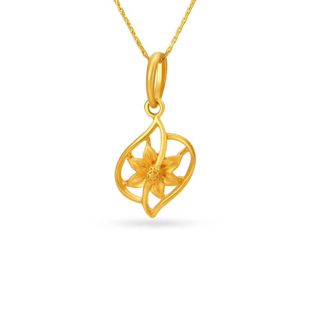 Stylish Floral Gold Pendant,,hi-res image number null