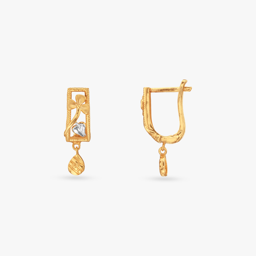 Bloom Drop Gold Hoop Earrings,,hi-res image number null