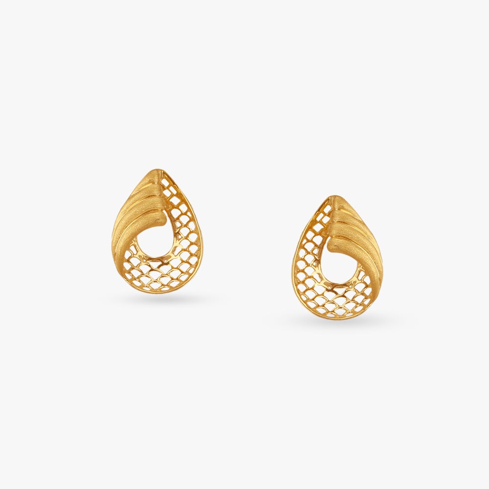 Matte Swirl Gold Stud Earrings,,hi-res image number null