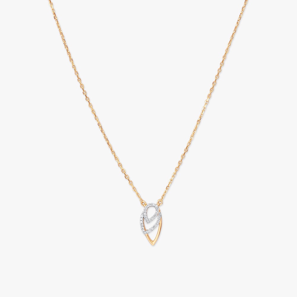 Golden Dewdrop Diamond Pendant with Chain,,hi-res image number null