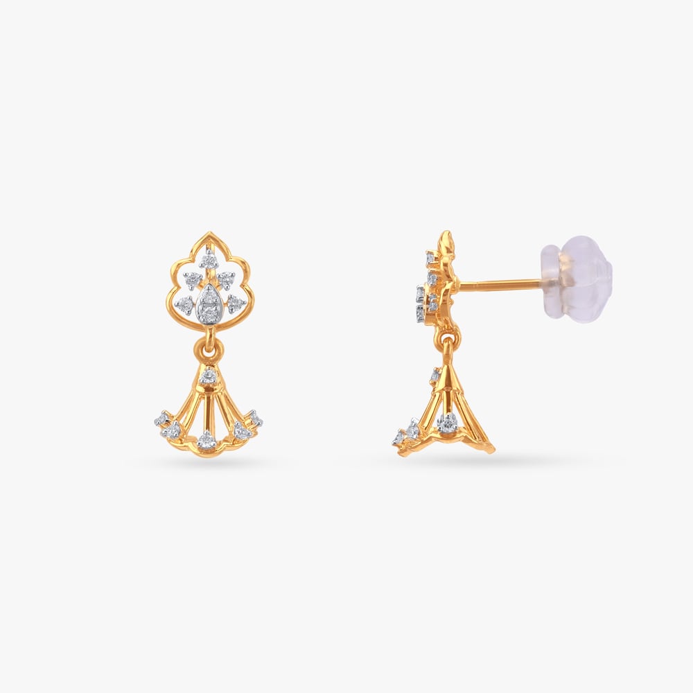 Floral Fan Diamond Jhumka Earrings,,hi-res image number null