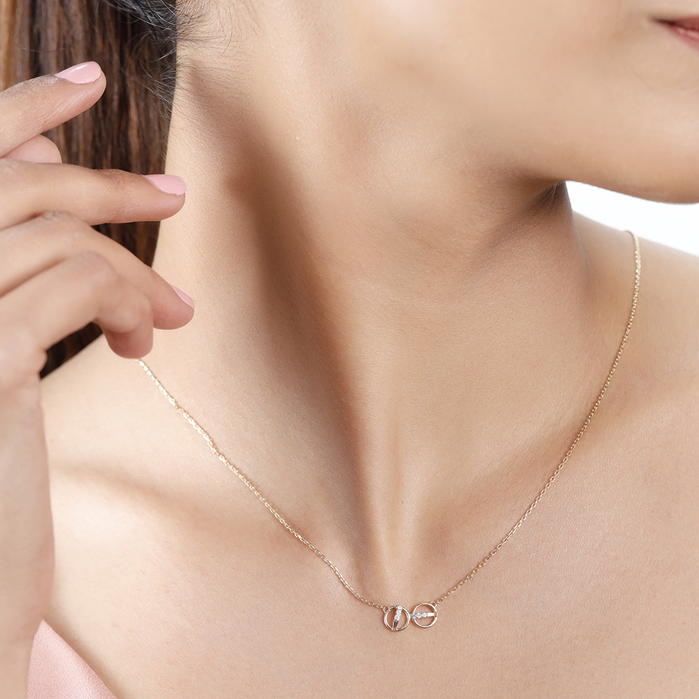 14KT Yellow Gold Delicate Radians Diamond Necklace,,hi-res image number null