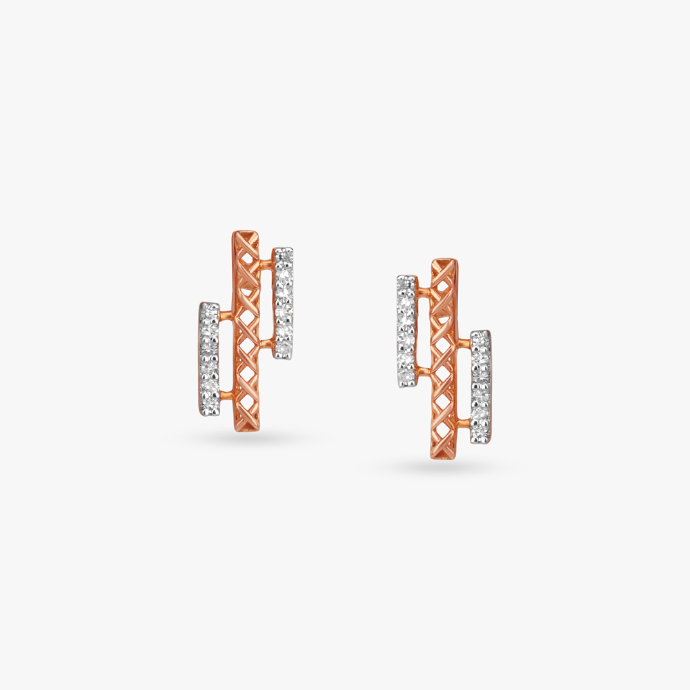 Urban Lattice Diamond Stud Earrings,,hi-res image number null