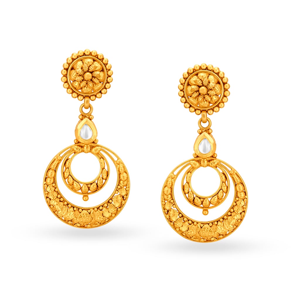 Circlet Design Gold Drop Earrings,,hi-res image number null