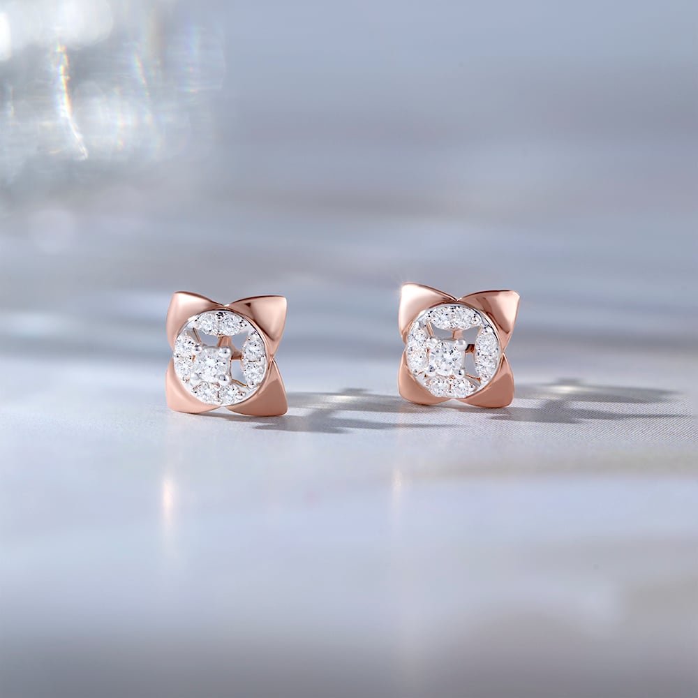 Blossom Spark Gold & Diamond Stud Earrings,,hi-res image number null