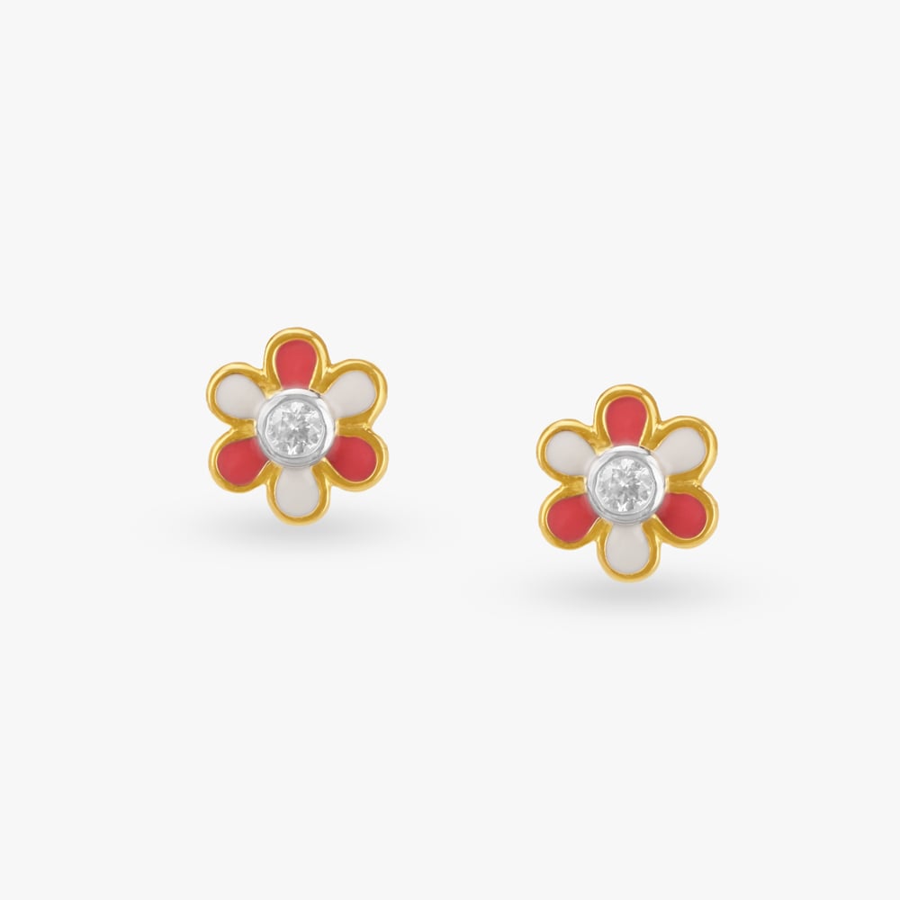 Petite Petals Diamond Pendant and Earrings set for Kids,,hi-res image number null