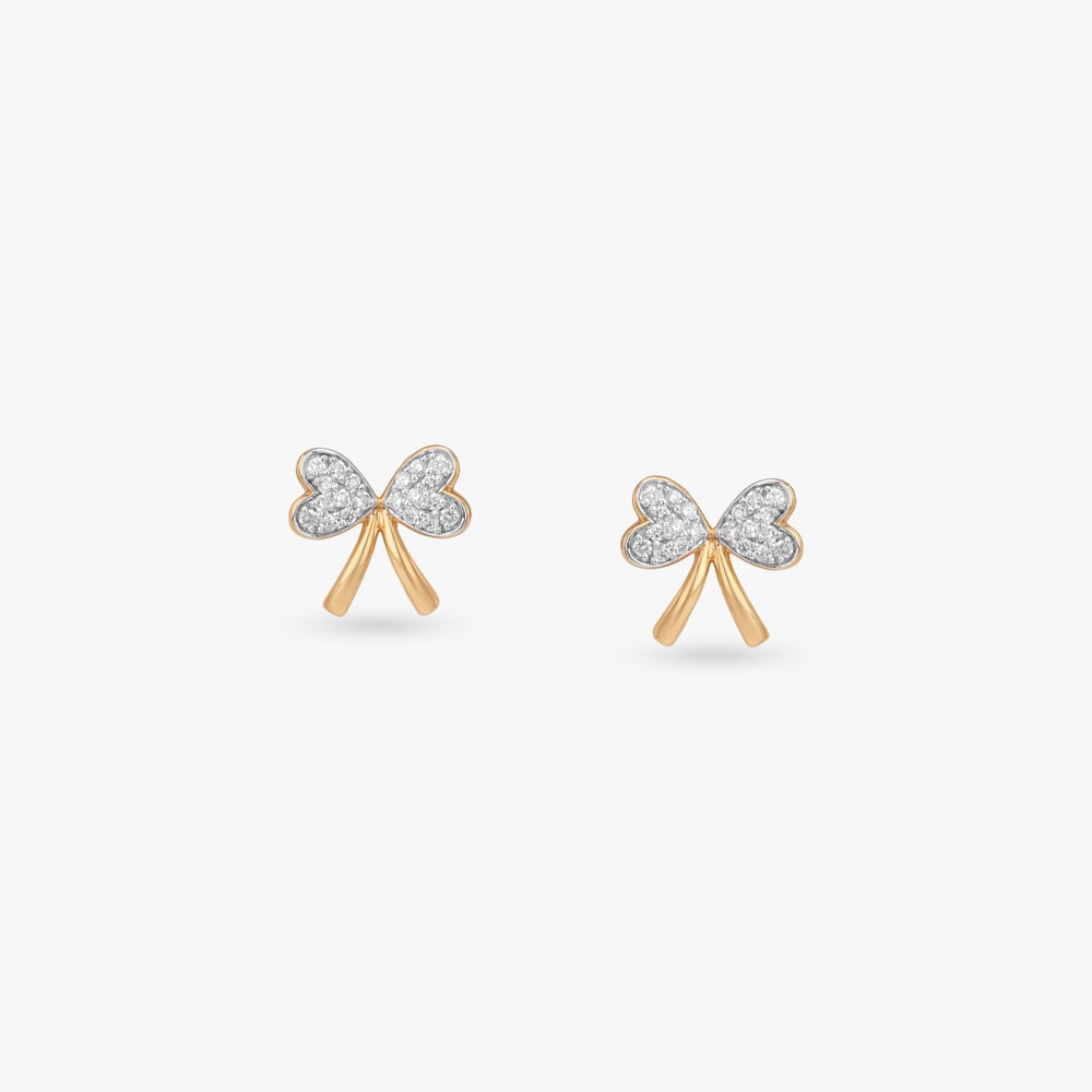 Twinkle Bow Diamond Stud Earrings for Kids,,hi-res image number null