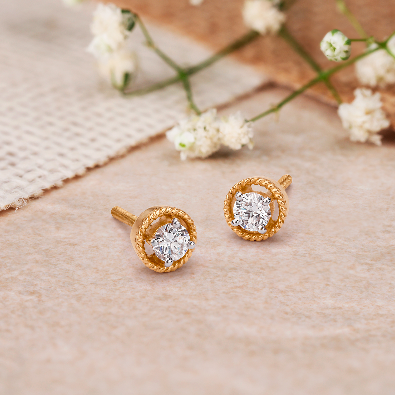 Contemporary Single Stone Diamond Stud Earrings,,hi-res image number null