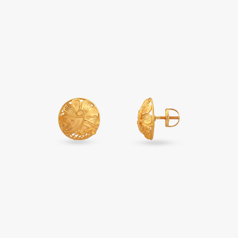 Petal Swirl Gold Stud Earrings,,hi-res image number null